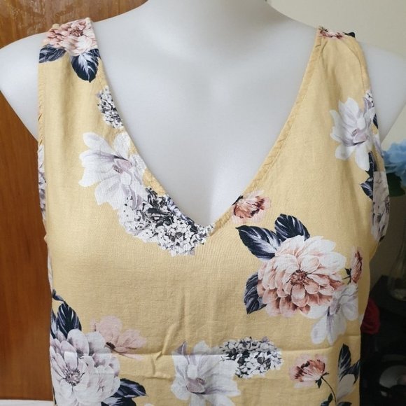 Just Jeans AU-16 Yellow Floral Design Sleeveless Singlet Top NWOT - Picture 3 of 11